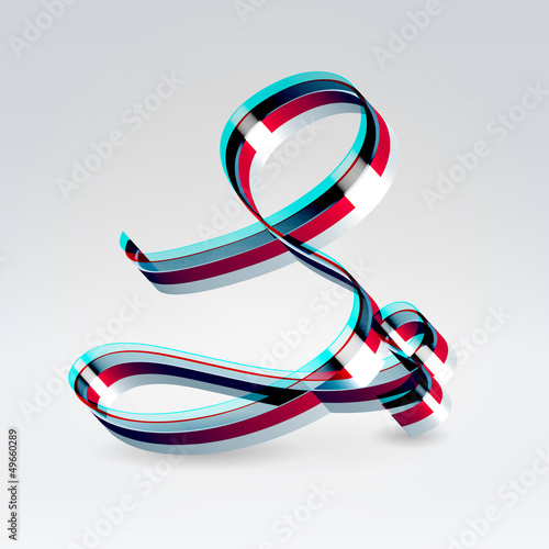 Vector: Fantasy plastic 3d glowing ribbon typeface Fantasy plastic 3d glowing ribbon typeface