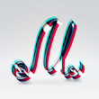 Fantasy plastic 3d glowing ribbon typeface