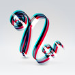 Fantasy plastic 3d glowing ribbon typeface