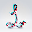 Fantasy plastic 3d glowing ribbon typeface