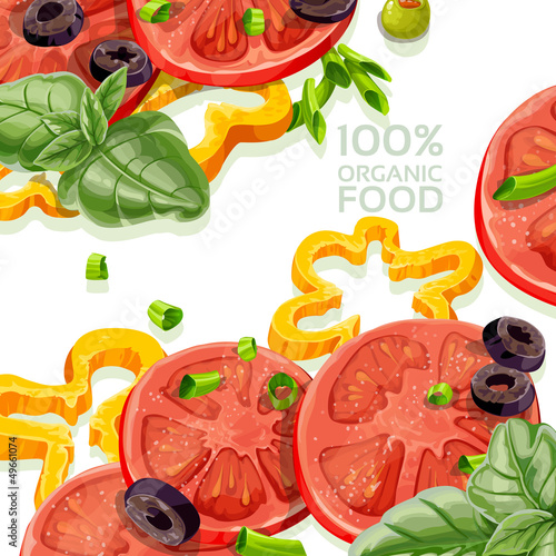Vector: Background 100% organic natural food fresh Background 100% organic natural food fresh