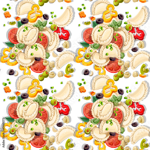 Vector: Seamless pattern of Ukrainian national dish dumplings Seamless pattern of Ukrainian national dish dumplings