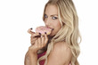Woman eating a delicious cookie