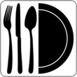 LOGO INSEGNA RISTORANTE TRIS POSATE CON MEZZO PIATTO