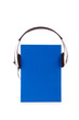 Concept of audio books with earphones on white