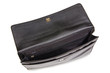 Black leather briefcase isolated on the white
