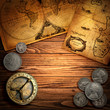 Old compass and vintage maps
