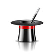 Magic hat and magic wand on white background