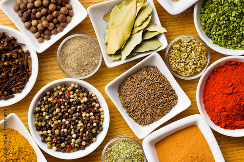 Photo: Various spices and herbs. Various spices and herbs.