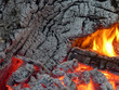 Burning firewood with flames