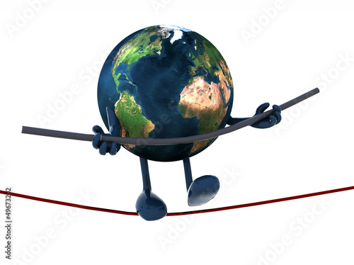 Illustration: earth acrobat who walks on a wire earth acrobat who walks on a wire
