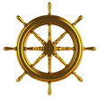 Golden ships wheel front view