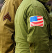 Flag patch on the american battledress from second world war.