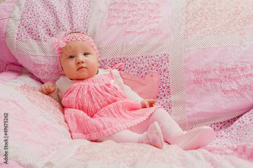 Photo: Baby Girl on Pink Blanket Baby Girl on Pink Blanket