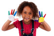 Photo: Little African Asian girl with hands painted Little African Asian girl with hands painted