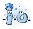 Vektor: bolt and nut cartoon - belong together bolt and nut cartoon - belong together