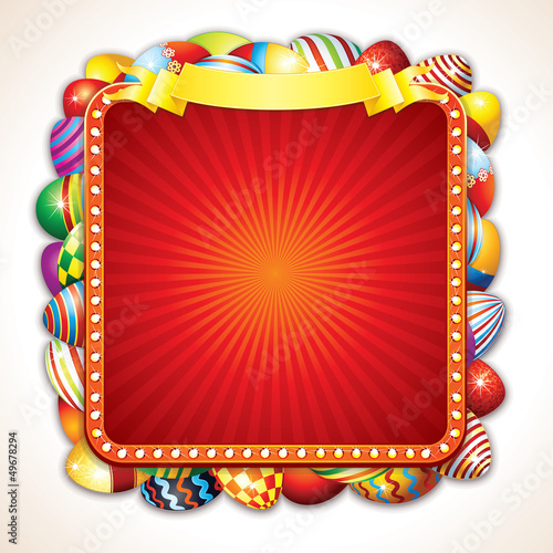 Illustration: Easter Card with Bunch of Colorful Painted Eggs Easter Card with Bunch of Colorful Painted Eggs