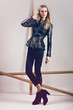 high fashion model wearing leather jacket