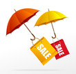 Vector spring sale labels with umbrellas