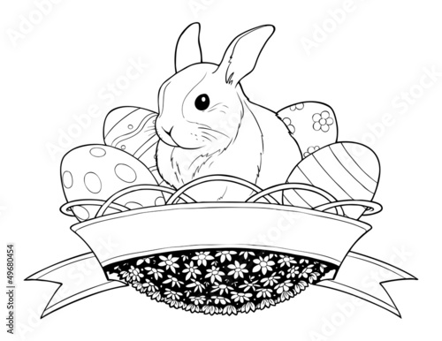 Vector: easter bunny rabbit in basket with eggs vector illustration easter bunny rabbit in basket with eggs vector illustration