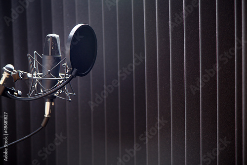 Photo: Micro im Tonstudio Gesangsraum mit Schallabsorber Micro im Tonstudio Gesangsraum mit Schallabsorber
