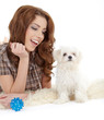 Playing with her dog