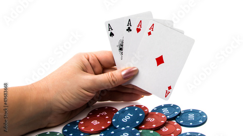 Photo: four aces with poker chips four aces with poker chips