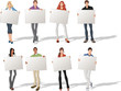 young people holding colorful white cards / boards
