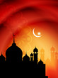 Artistic religious eid background with mosque.