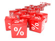 Red dice with percentage sign disappear in distance