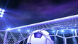 football is slowly flying in the goal, 3d animation