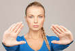 woman making stop gesture