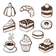 Collection of cake and bakery doodles