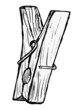 hand drawn, vector, sketch illustration of clothes pegs