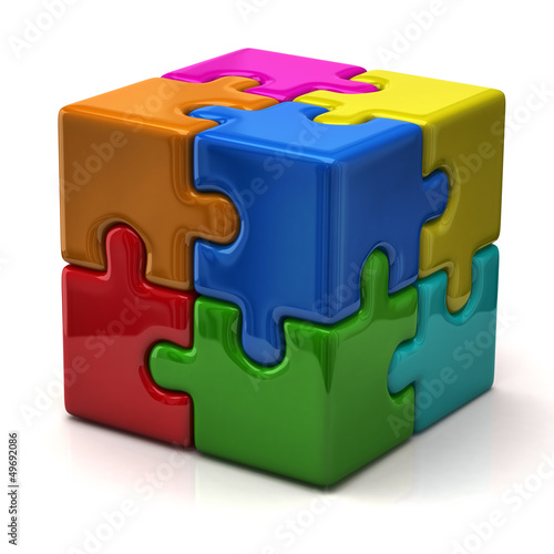Illustration: 3d puzzle cube 3d puzzle cube