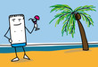 Homme sur la plage sirotant un cocktail