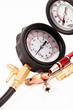 pressure gauge and tools isolated on white