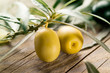 Green olives with leaves