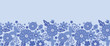 Raster Delft blue Dutch flowers elegant horizontal seamless