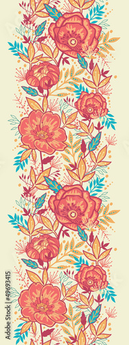 Illustration: Raster colorful vibrant flowers elegant vertical seamless Raster colorful vibrant flowers elegant vertical seamless