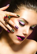 Fashion Beauty. Manicure and Make-up. Nail Art