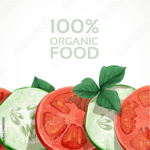 Vector: Banner with fresh vegetables tomatoes and cucumbers Banner with fresh vegetables tomatoes and cucumbers