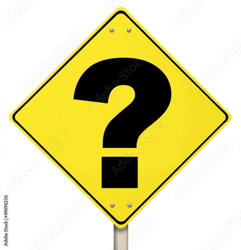 Illustration: Question Mark on Warning Sign - Isolated Question Mark on Warning Sign - Isolated