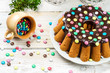 Traditional easter cake with candies