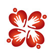 Teamwork hearts and hands logo