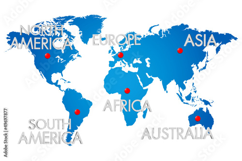 Illustration: Three-dimensional map of the world Three-dimensional map of the world