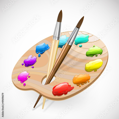 Vector: art palette wirh brushes and paints art palette wirh brushes and paints