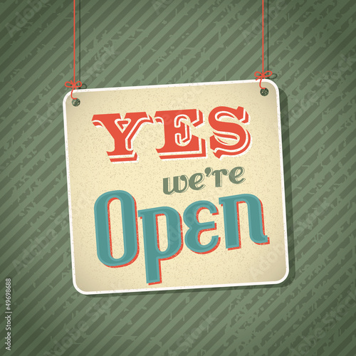 Vector: vintage sign with words come in we're open vintage sign with words come in we're open