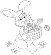 Vector: Easter Bunny carrying a basket of painted eggs Easter Bunny carrying a basket of painted eggs
