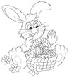 Vector: Easter Bunny with a basket of painted eggs Easter Bunny with a basket of painted eggs